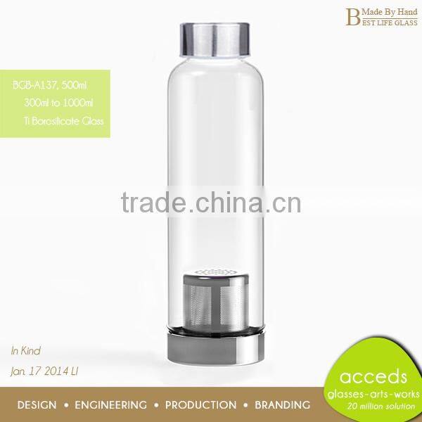 Pyrex Glass Bottle Drink with Colored Silicon Lid