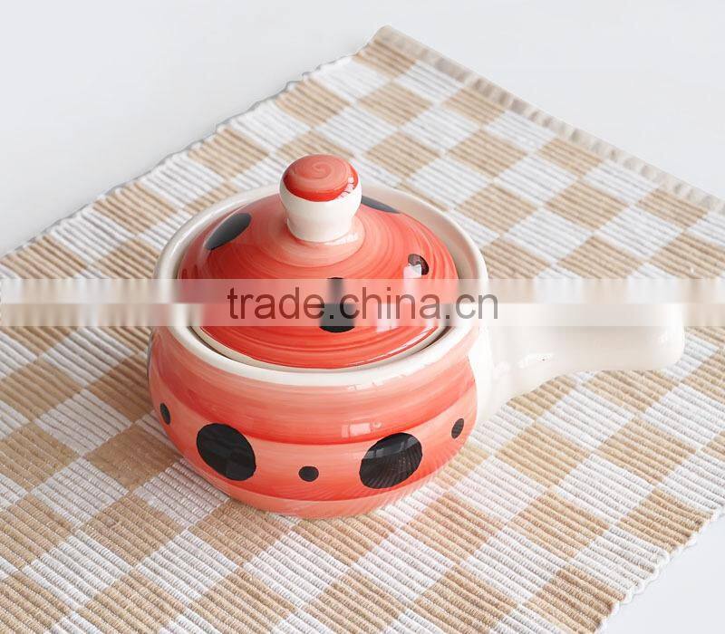 Hand Painting Ceramic Stock Pot with Handle and Lid