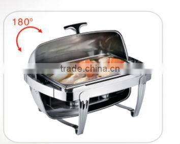 Luxury rectangular gold-plated roll top stainless steel chafing dish
