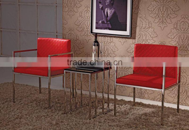 B8002 stainless steel legs pu leather covers dining room chair with arms