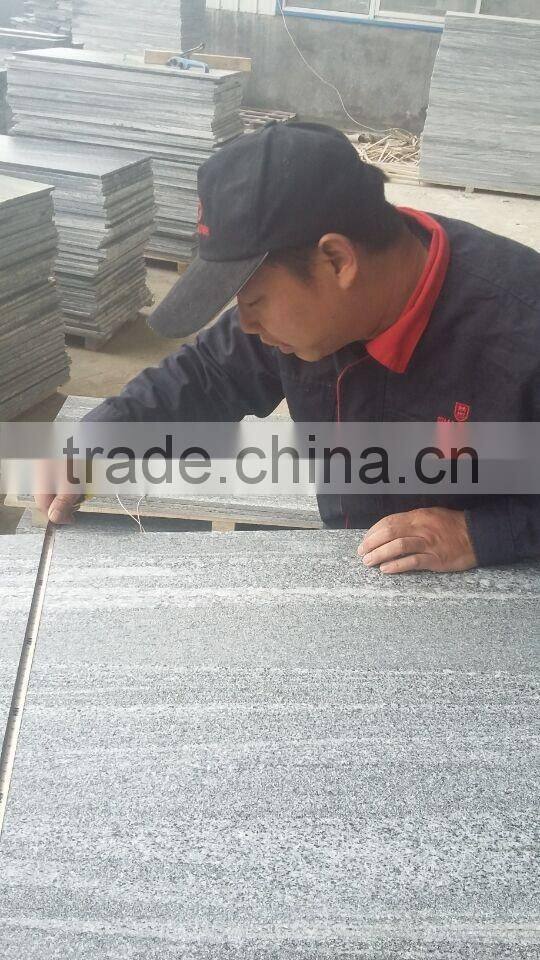 Vein Design Black Granite Flamed Tiles