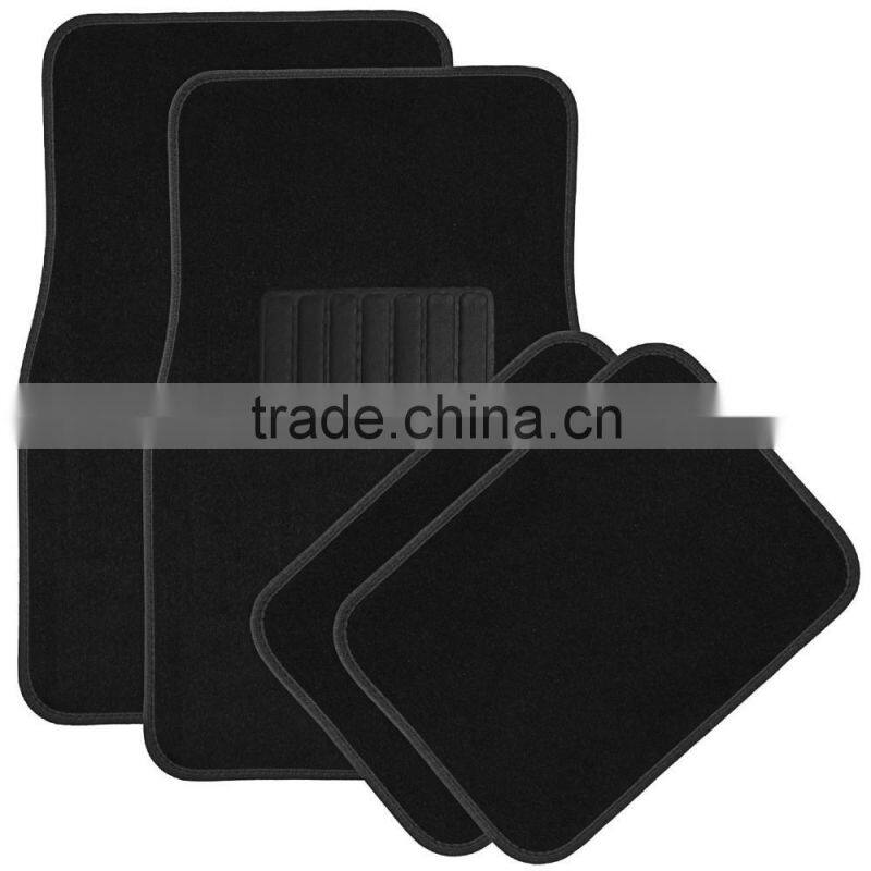 PVC Anti-slip Backing 4pcs Carpet Car Floor Mat in Black