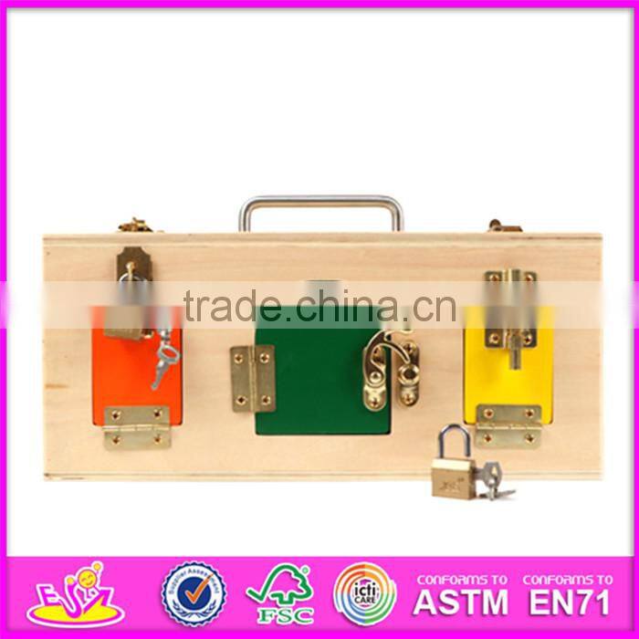 2016 hot sale kids wooden toy box with lock, top fashion children wooden toy box with lock W08C163