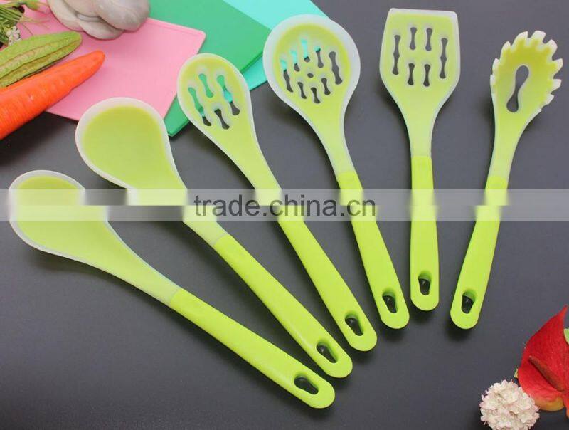 CK-3121 Food grade FDA & LFGB 6pcs gadget silicone kitchen cooking tools set eco silicone kitchen utensil set with PP handle