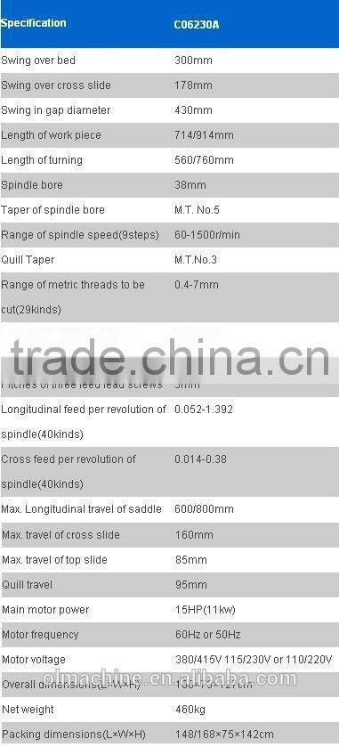 Bench lathe with swing over bed 230, 254, 280, 300, 330, 360