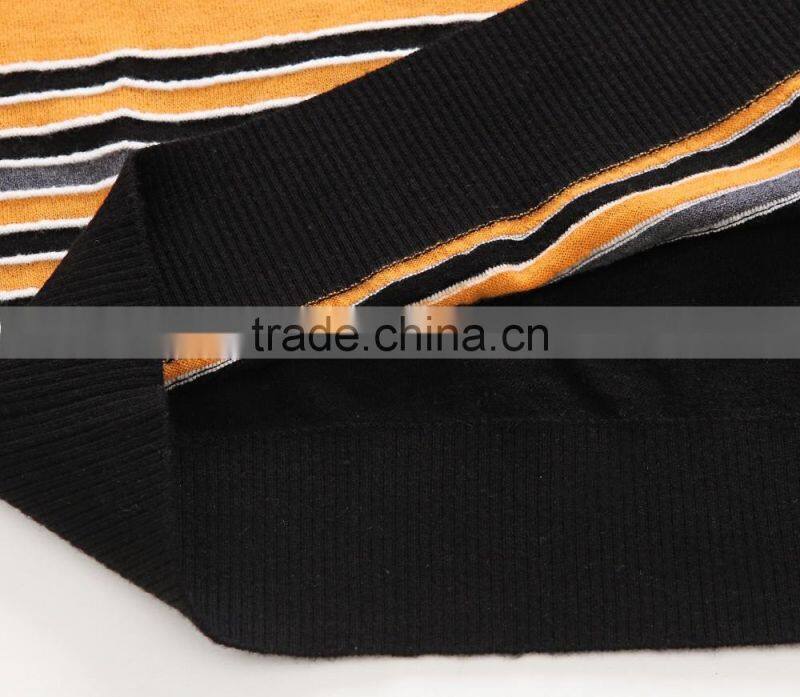 mens brand wool black yellow crew neck stripe wool sweater