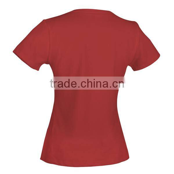 back image women v-neck collar t-shirt