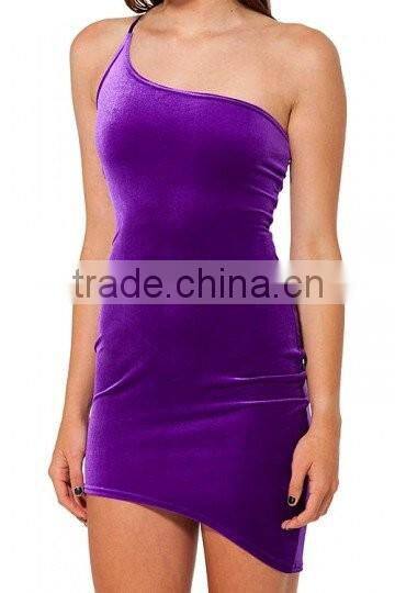 Hot Girl Sexy Night Club One Shoulder Bodycon Dress of Velvet HSD2192
