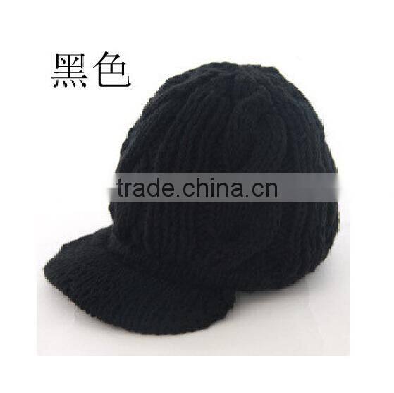 2015 Autumn curved bill snapback hats with knitting ,knitted cap for girl colorful