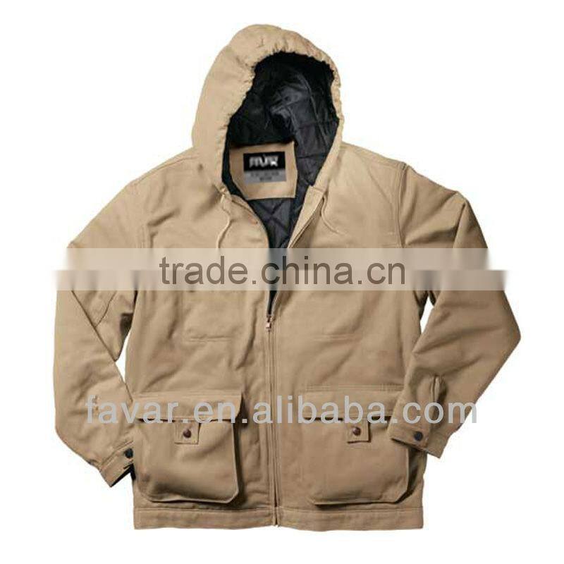 men outdoor jacket with hoody padding waterproof coated jacket