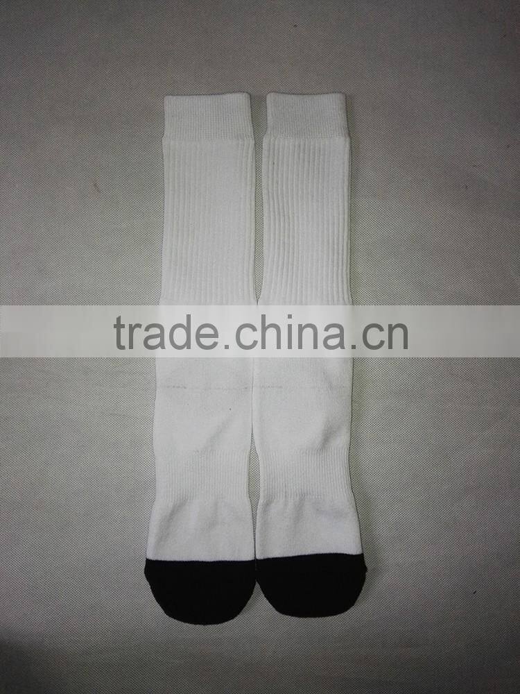 blank polyester socks for sublimation with black toe and black heel