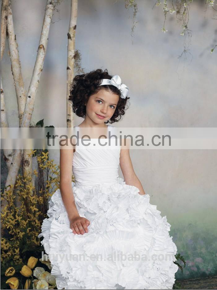 white off shoulder v neck gown bridal girl dresses