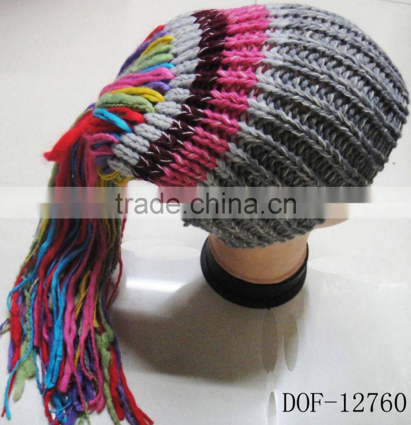Fashion most popular 100%acrylic crochet knitted stripe hot cap for winter in stock now!