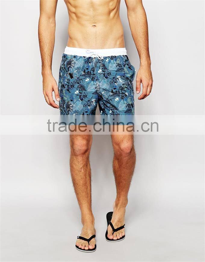 Stylish print quality mens 100% polyester swim shorts