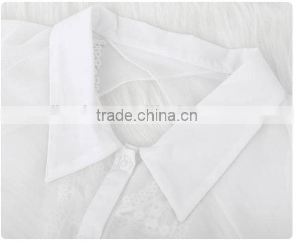 Retro Women's Chiffon Shirt Backless Lace Crochet Bikini Swimwear Beach Cover Up Sexy White Bathing Suit SV003940