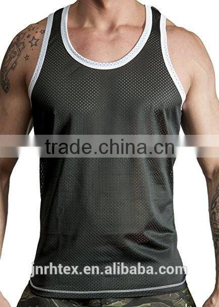 Custom mens polyester mesh sport gym tank top
