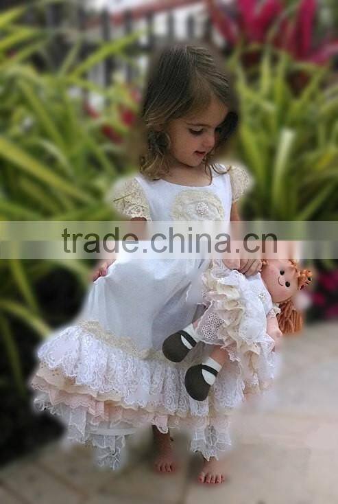 Long Sleeved Vintage Lace Trimmed Tea Length Dress Gown Girls Christmas Satin Nightgown