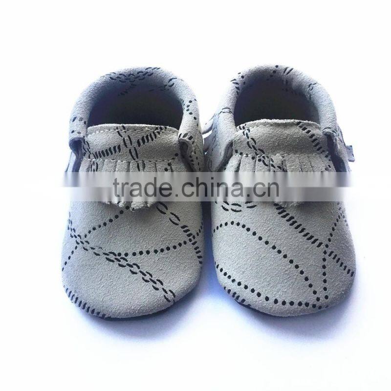 Most Hot selling baby genuine leather fringe moccasins soft leather moccs baby booties toddler shoes moccasins