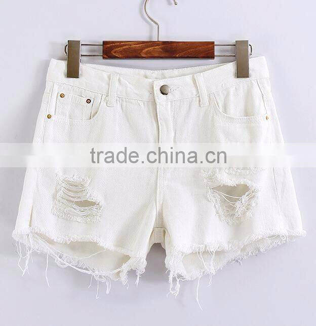 EY0614P Hot sale new arrival Korean style sexy with holes design mini women jeans denim shorts
