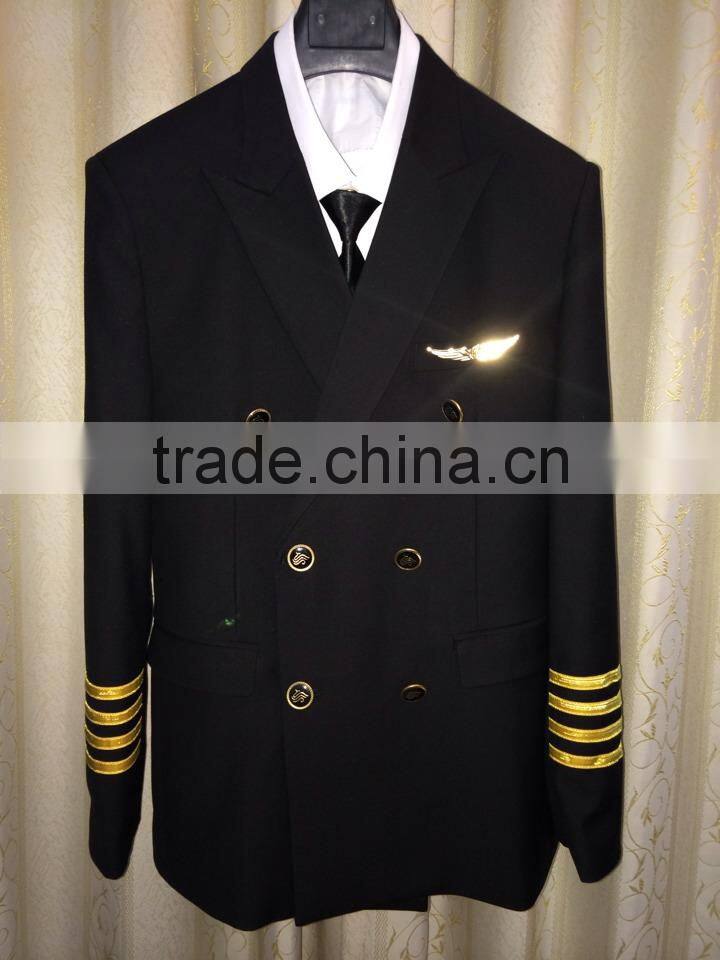 Juqian Good quality custom winter style factory price Green Mens long sleeve airline pilot uniform for captain