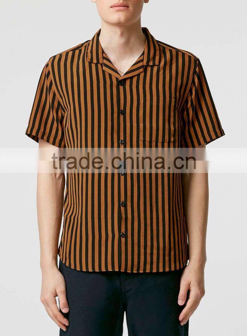 Hot selling latest shirts pattern for men,fashion bold stripe short sleeve shirts for men 2016