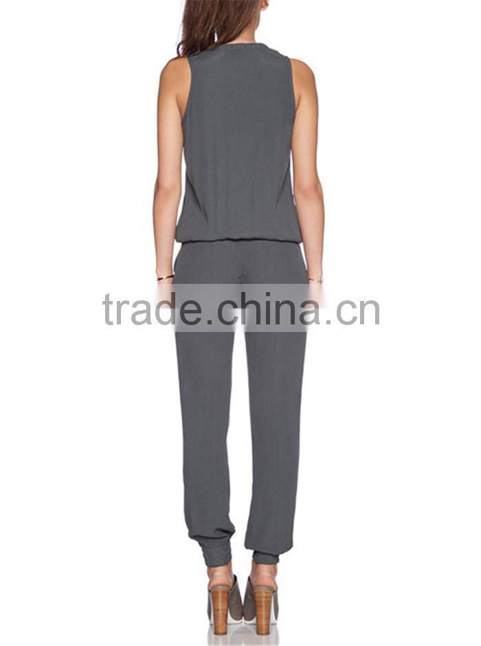 cheap simple grey women long elegant jumpsuits