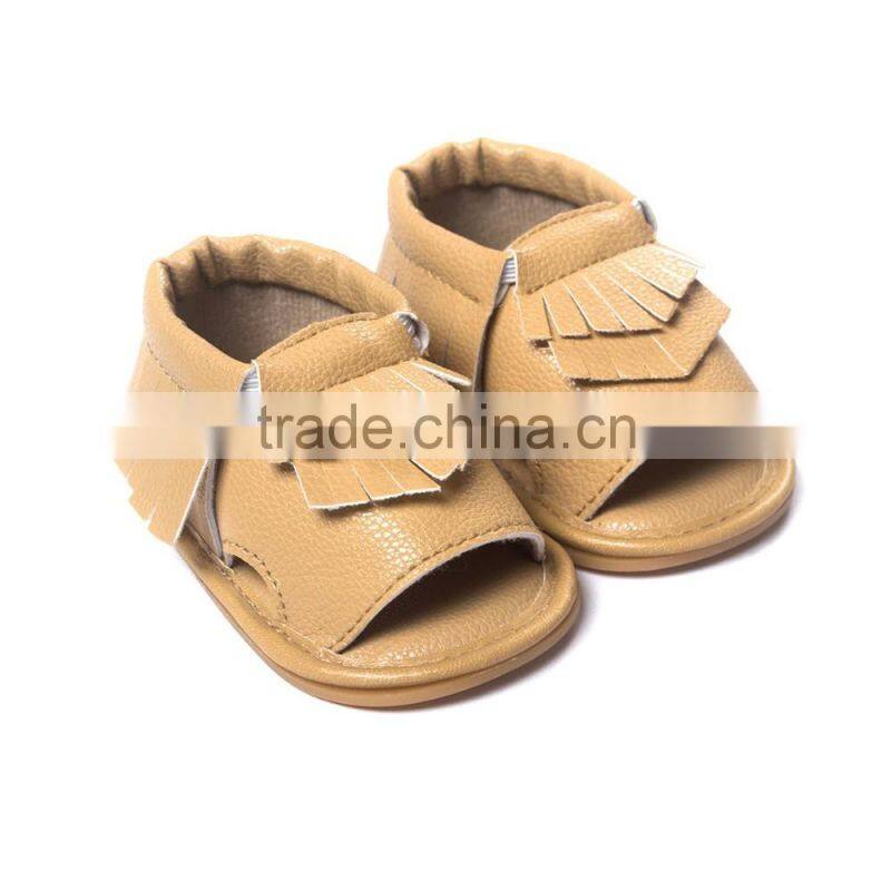 Artificial leather fringed baby summer sandals, hard sole baby summer sandals
