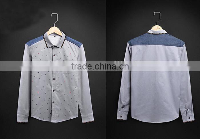 2016 Fashionable men printed slim fit casual shirts