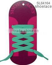 Green plastic tip waxed round shoe laces