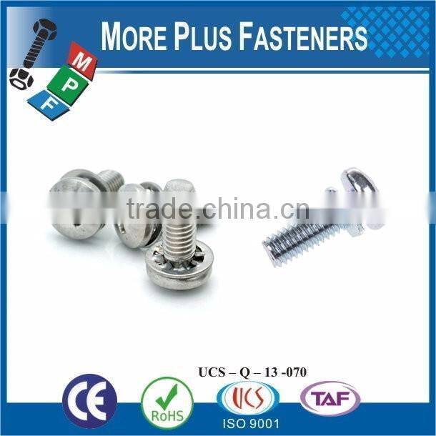 Taiwan JIS B1187 M3 M12 M3-0.5 x 12mm Phillips Pan Head Zinc Finish Steel Square Conical Washer SEMS Machine Screw