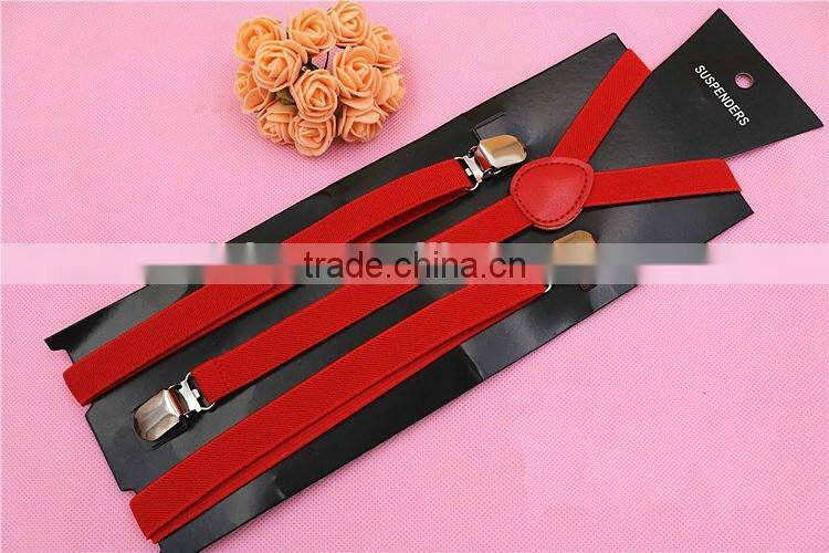 15 Colors 0.6 Inch Clip-on Suspenders Elastic Y-Shape Adjustable Braces