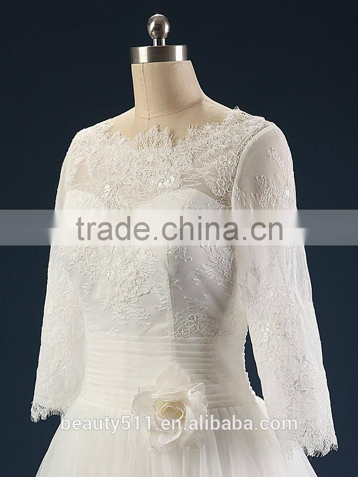 wedding Sexy sweetheart lace mermaid wedding bridal dress for bride Strapless Three-Quarter sleeve bridal gowns AS43201