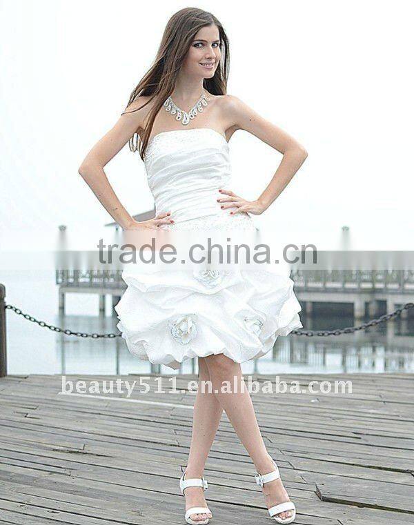 Astergarden Real Photo Strapless Taffeta White Cocktail Dress AS121