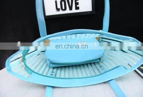Striped Transparent Shoulder Bags Women Clear Handbag Summer Beach Bag
