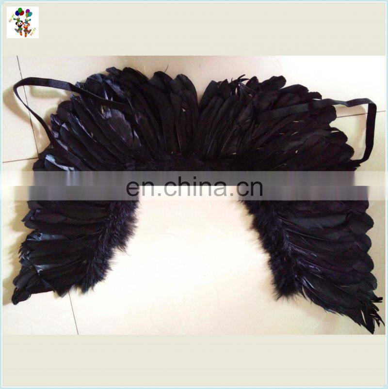Gothic Fairy Dress Up Party Prop Black Feather Angel Wings with Halo HPC-0811