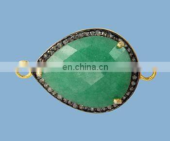 Dyed Emerald Cz Set Gemstone Connector