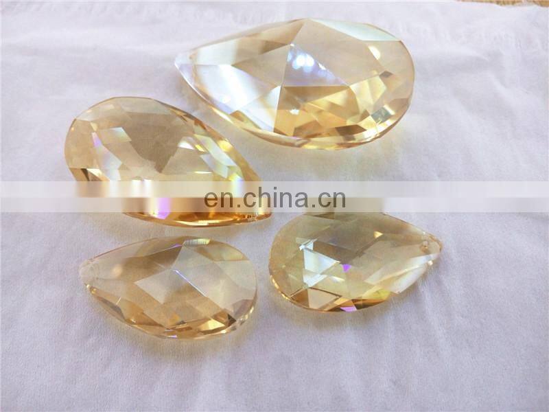 K9 Amber Crystal Chandelier Parts Almond Pendant For Modern Lamp