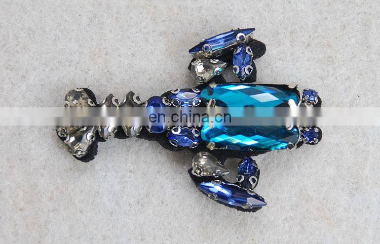 Beautiful blue beaded rhinestone shrimp patch