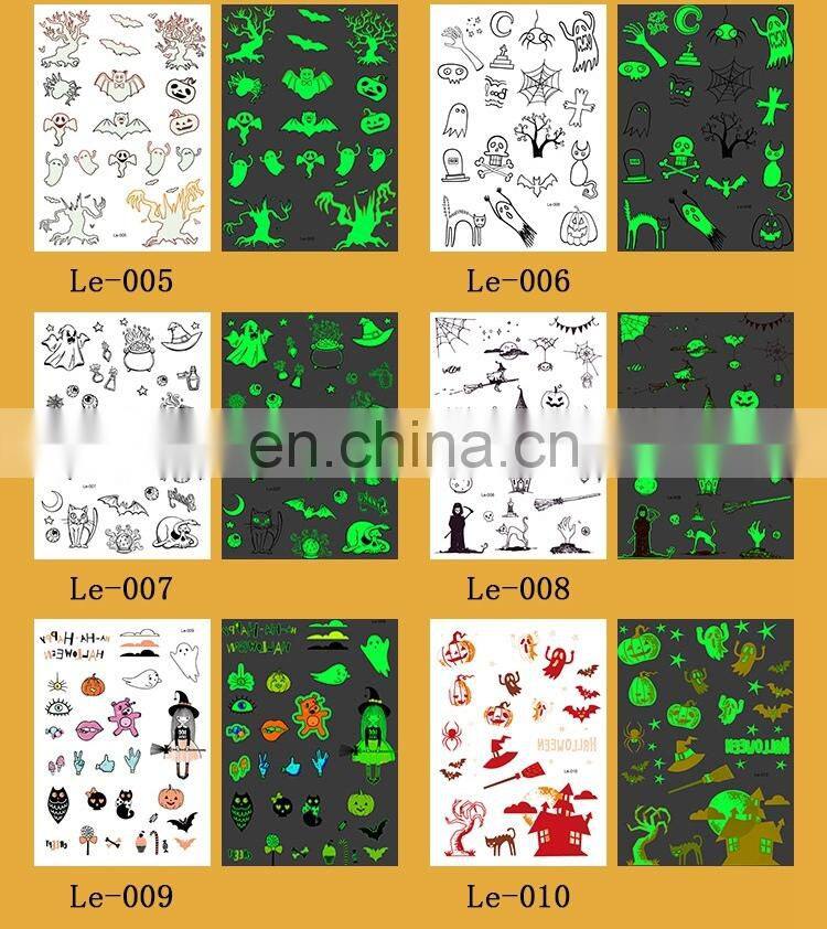 Rocooart Halloween Luminous Temporary Tattoo Tombstone Tattoo Witch Glowing in Dark Waterproof Tattoo Stickers Hallowmas