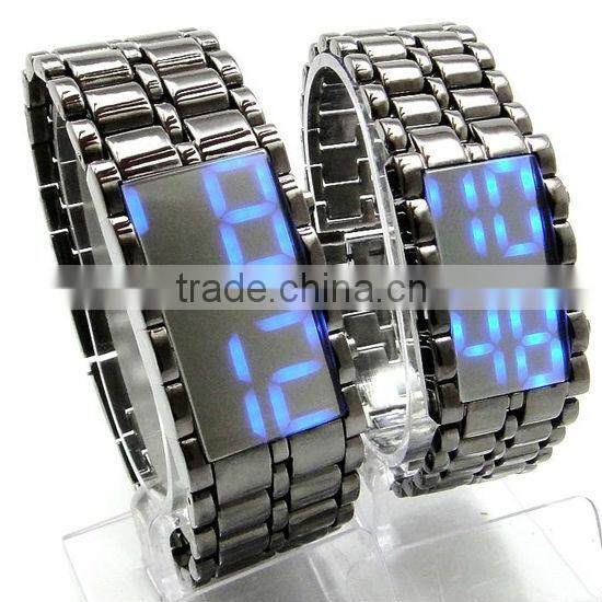 2013 red led watch iron samurai watch