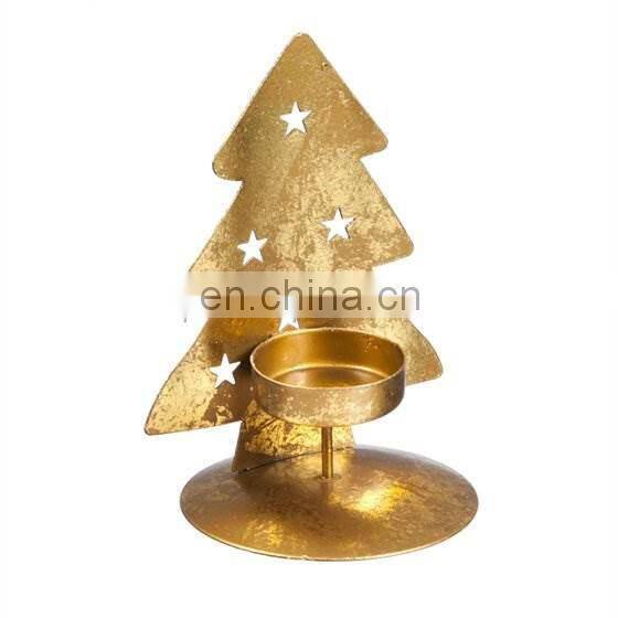 gold Christmas tree candle holder