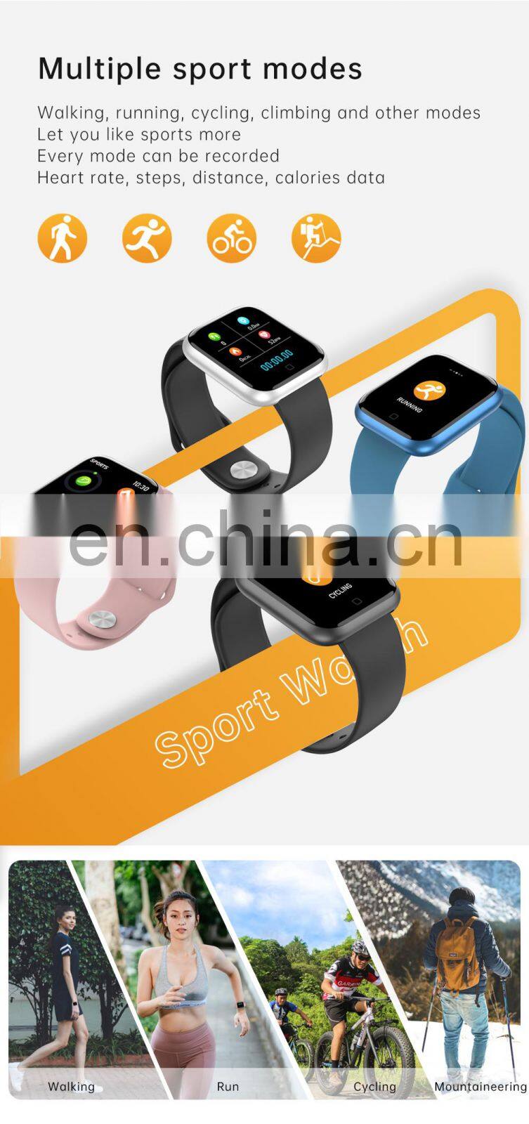 T80S Smart Watch Women Men Sports Fashion Ip68 Waterproof Fitness Tracker Heart Rate Smartwatch