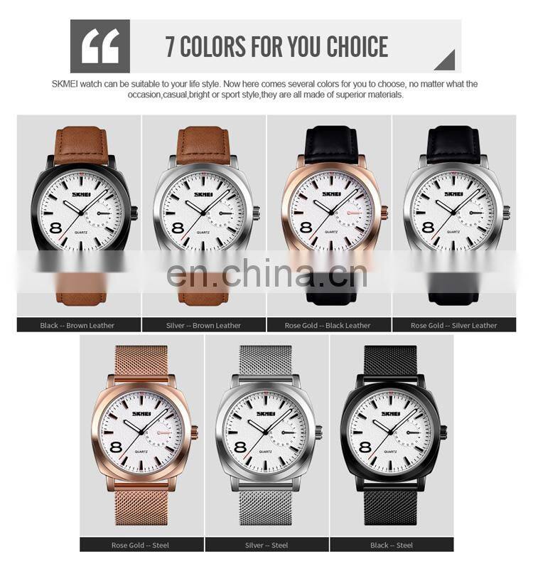 Skmei 1466 Luxury Rose Gold Mesh Watch Wholesale 3 Atm Leather Waterproof Quartz Watch for Men