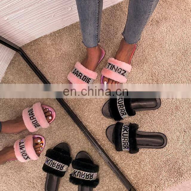 Flat Lady Fluffy Fur 2020 New Arrive Slipper for Women's