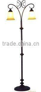 Y shaped modern floor standing lamp with glass shade