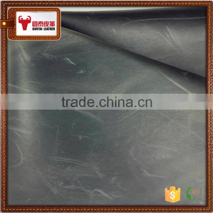 split cowhide leather two tone pull up leather