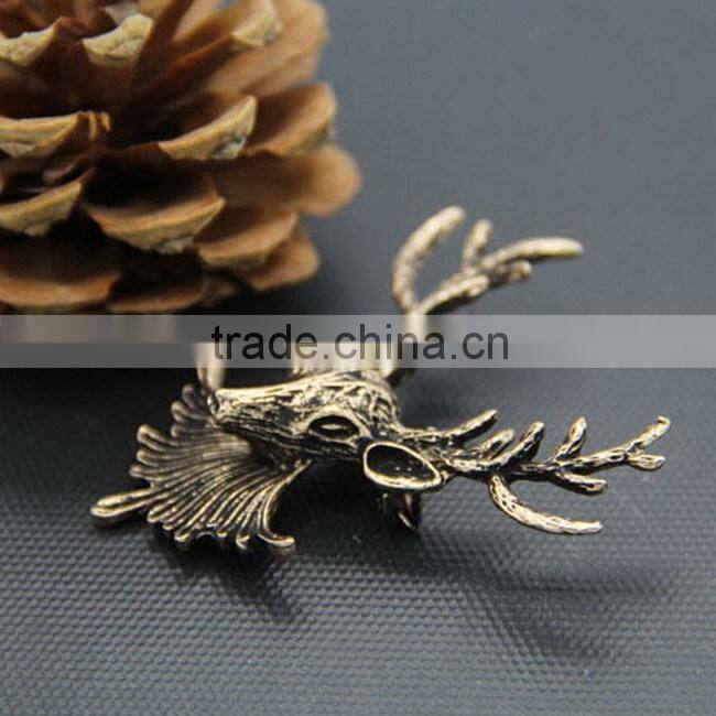 New design metal bronze elk head christmas brooch