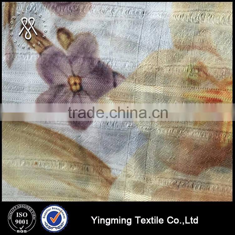 Wholesale Flower designed Jacquard Printed Organza Fabric for fashion garments,dress,skirt,wedding