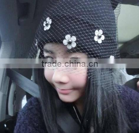 Charm Lovely Flower Sewed Lace Cover Tied Fashion Women Winter Hat