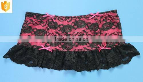 pink sexy lace lady skirt, black lace young girl skirt